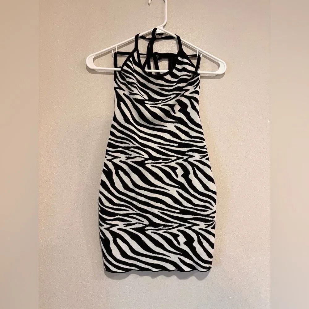 Superdown Allie Zebra Knit Mini Dress Size S Bodycon